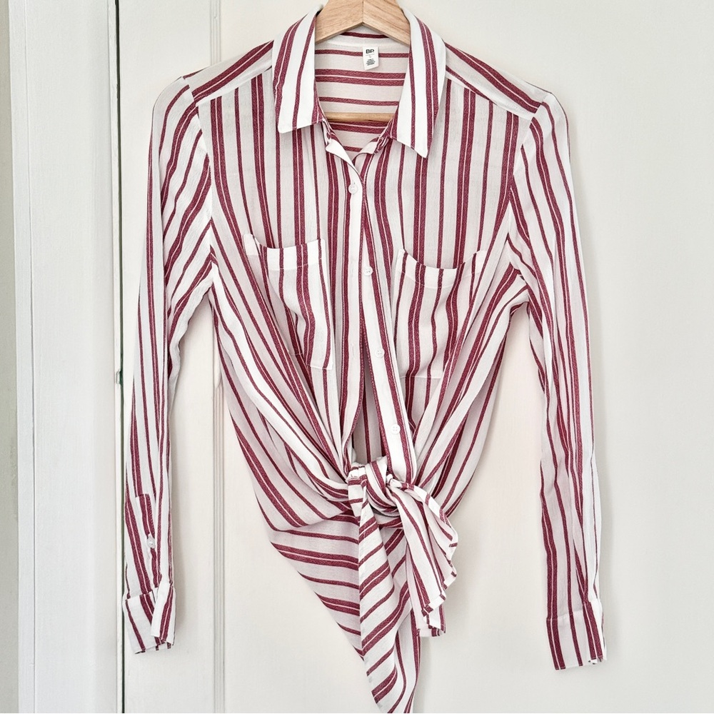 BP Red and White Striped Button Down Shirt